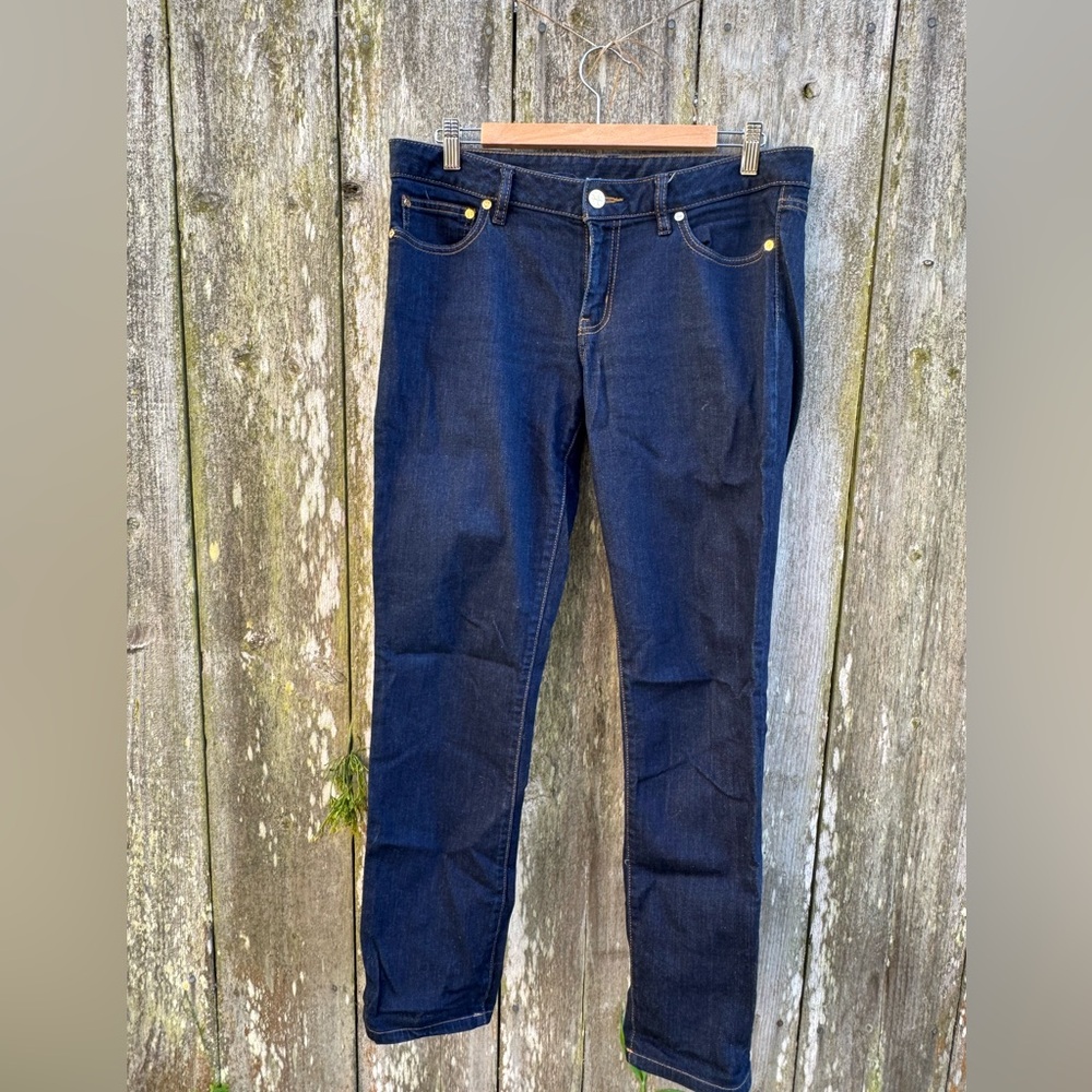 Tory Burch Super Skinny Jean Logo Pocket Details Sz 30 Dark wash denim